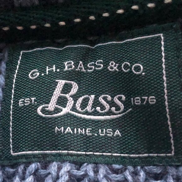 Bass Size L/G Men's Long Sleeve 1/4 Zip Heather Blue Sweater - Picture 9 of 14